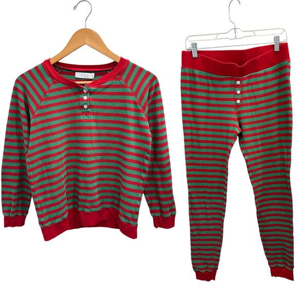 LAKE Other - Lake Pajamas Waffle Henley Joggers Mistletoe Red Green Stripe Holiday Christmas
